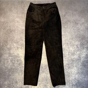 Lauren Ralph Lauren Womens Black 100% Suede Leather Straight Leg Pants Size 8
